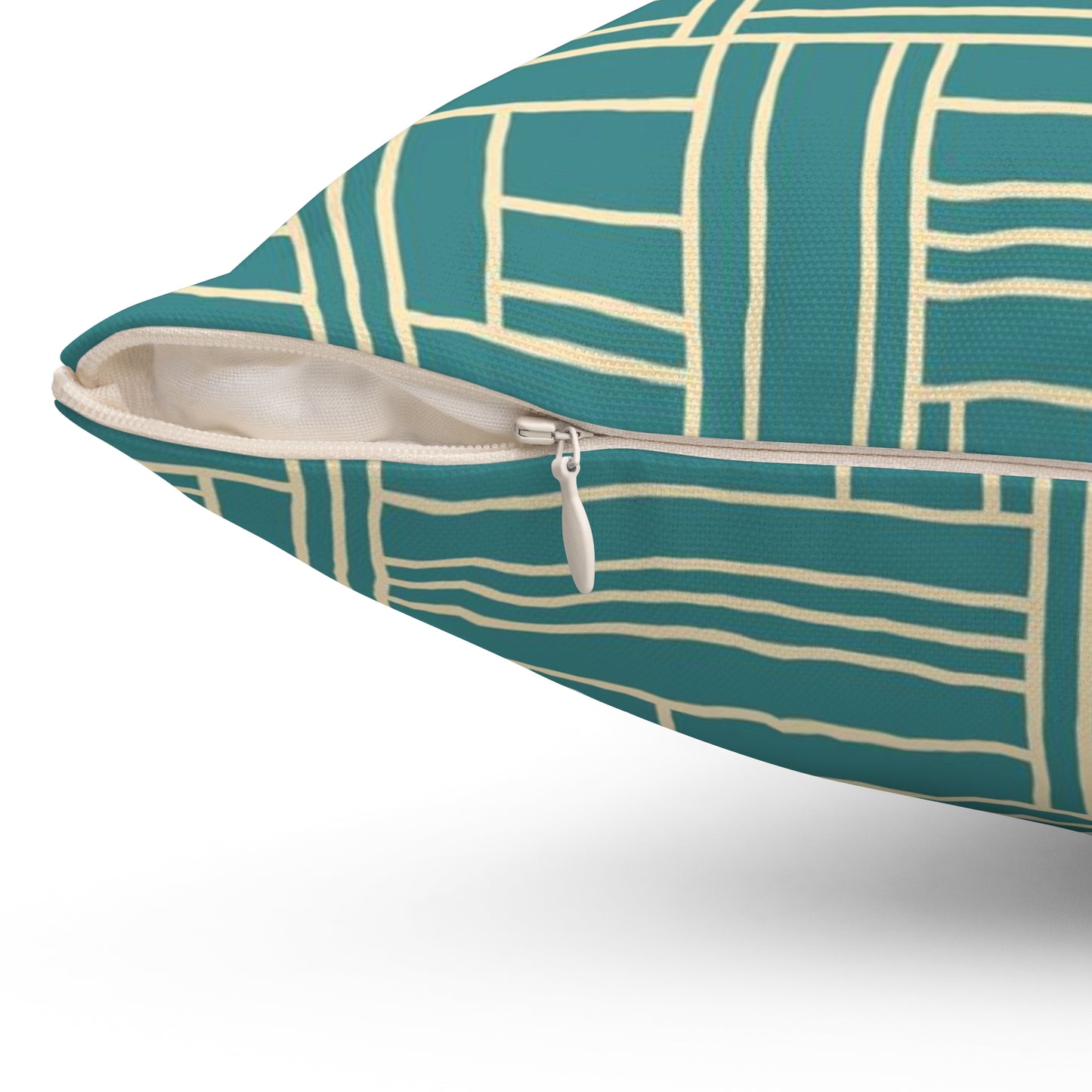 Teal Geometric Woven Pattern Pillow