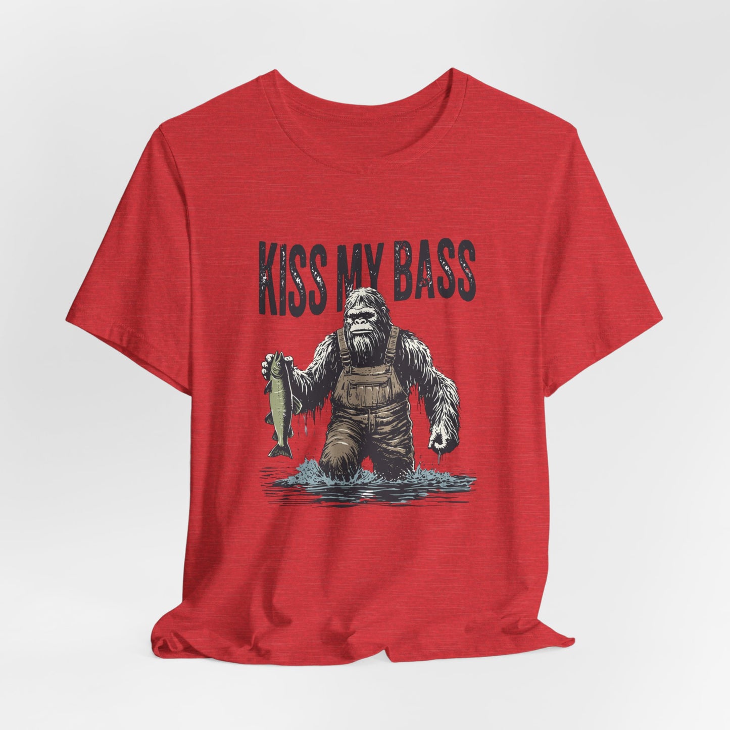 Kiss My Bass Fishing T-Shirt — Funny Bigfoot Angler Tee