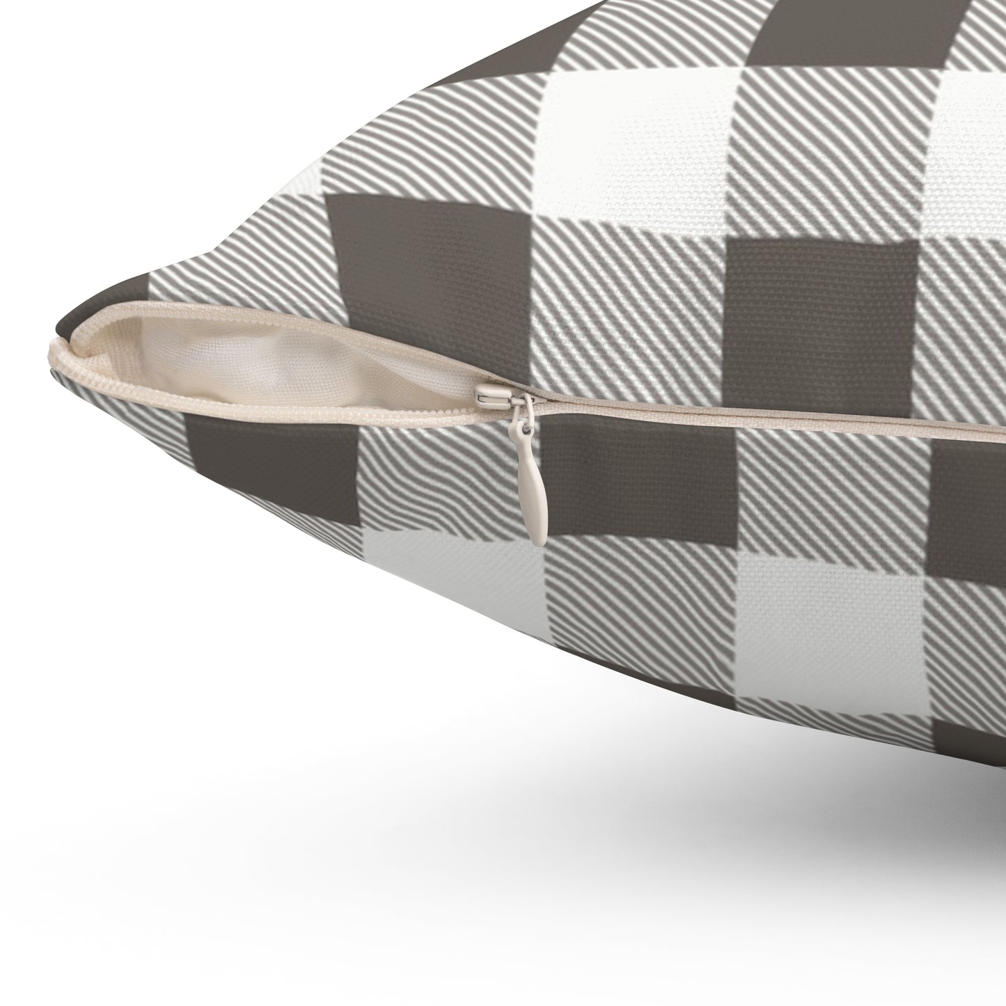 Buffalo Check Throw Pillow — Neutral Gray Plaid Decorative Cushion