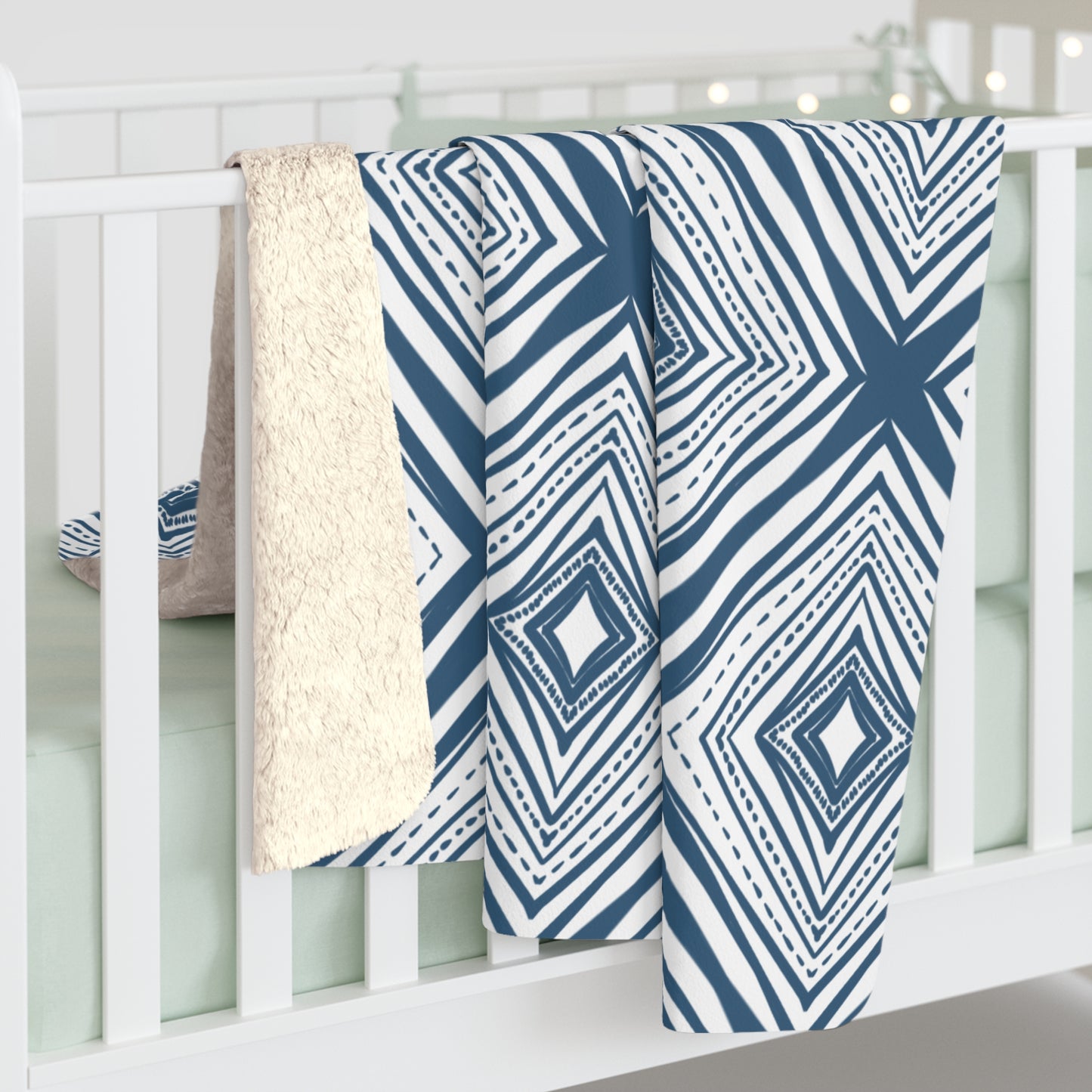 Blue White design Sherpa Fleece Blanket