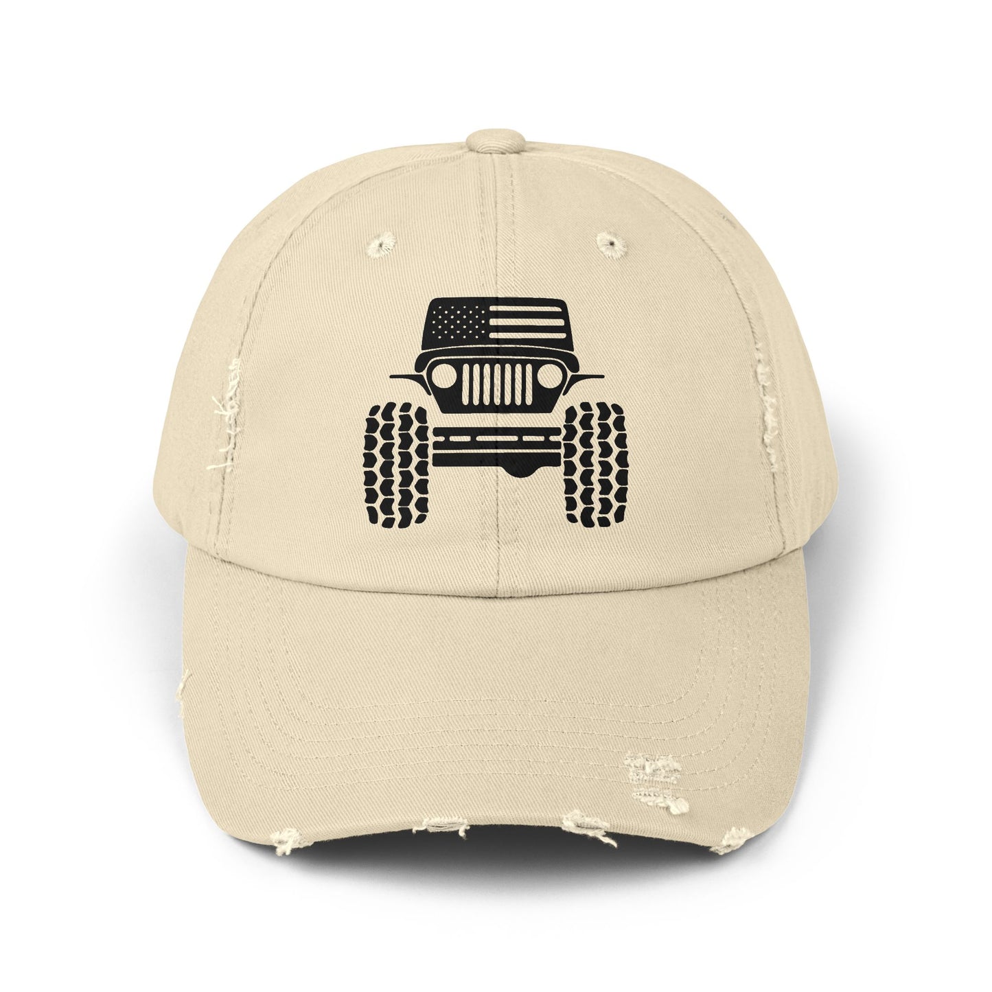 Jeep Front Off-Road Truck Cap — Distressed Canvas Hat for Truck & 4x4 Enthusiasts