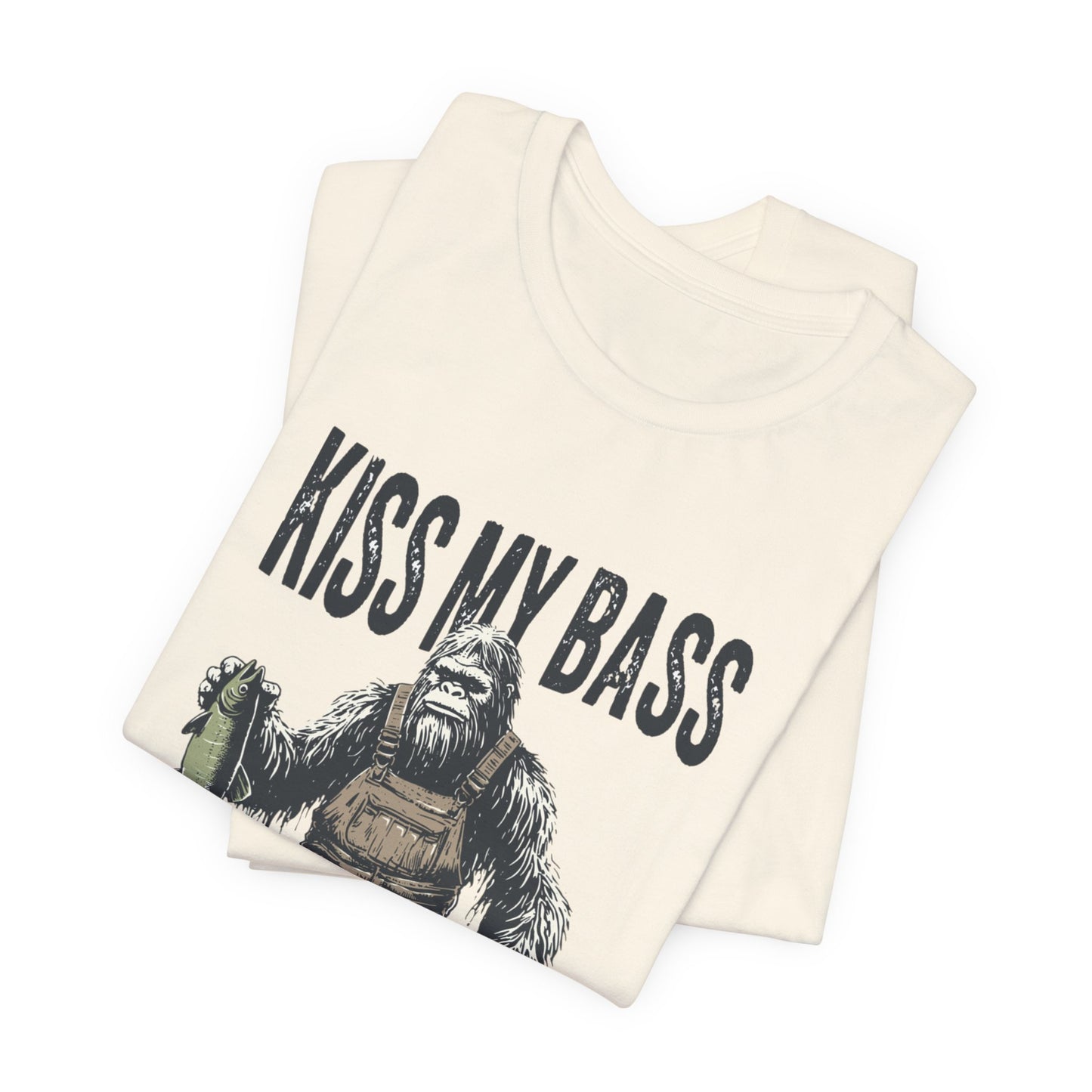 Kiss My Bass Fishing T-Shirt — Funny Bigfoot Angler Tee