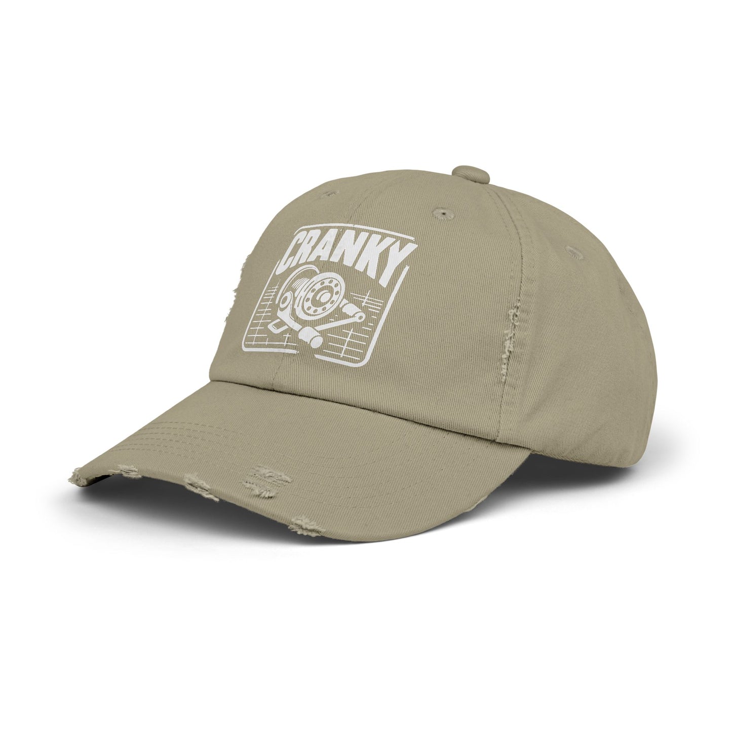 Cranky Vintage Distressed Cap — Retro Cartoon Heartbeat Graphic Hat