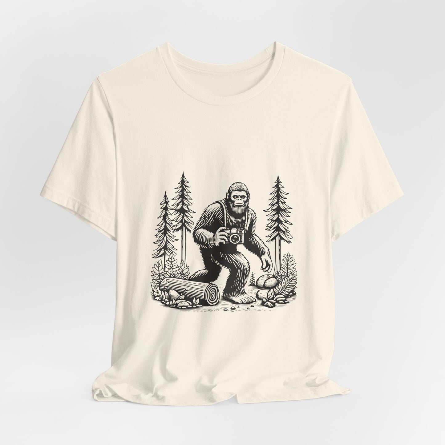 Bigfoot Forest Camera T-Shirt — Sasquatch Photography Graphic Tee