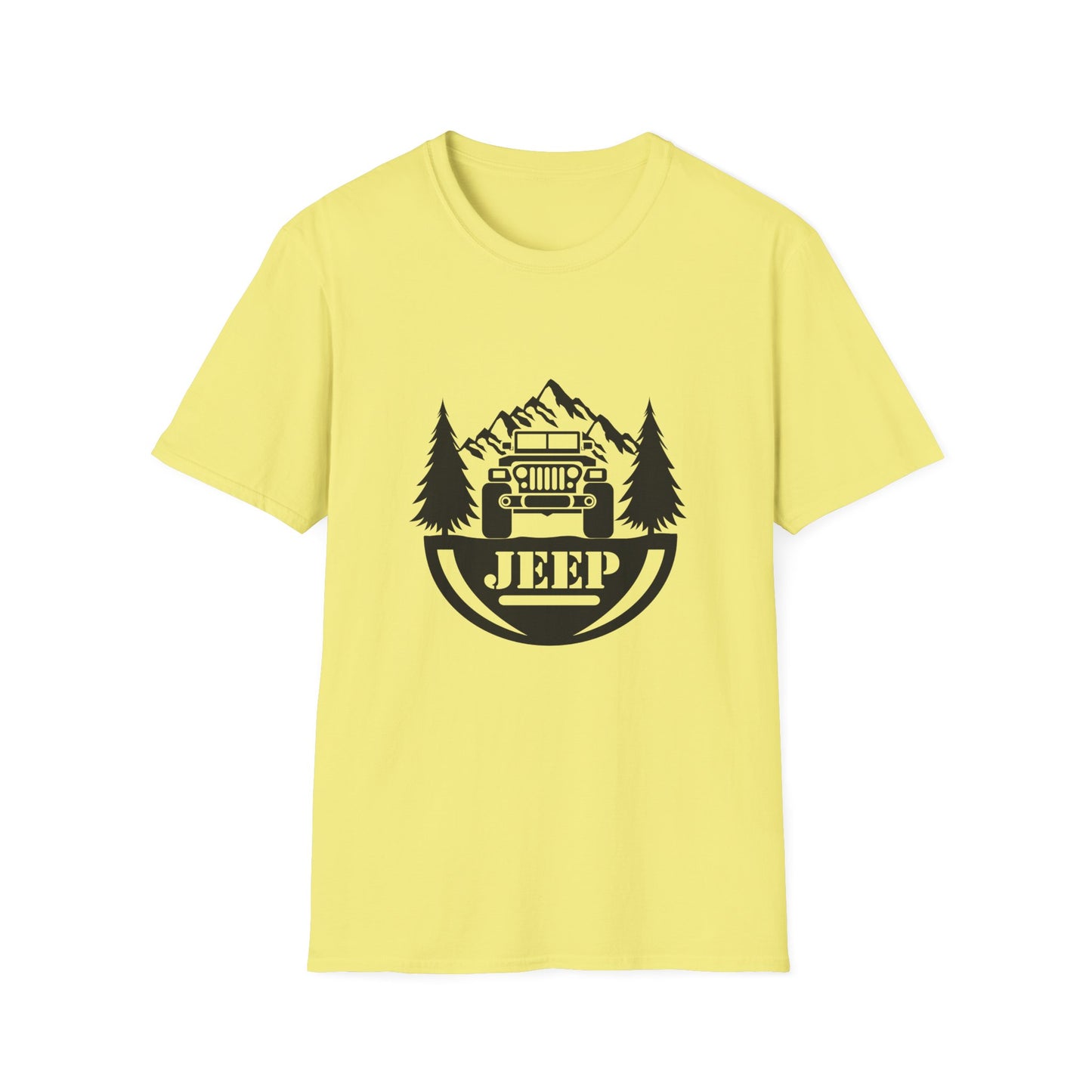 Jeep surrounded by trees & Mtn