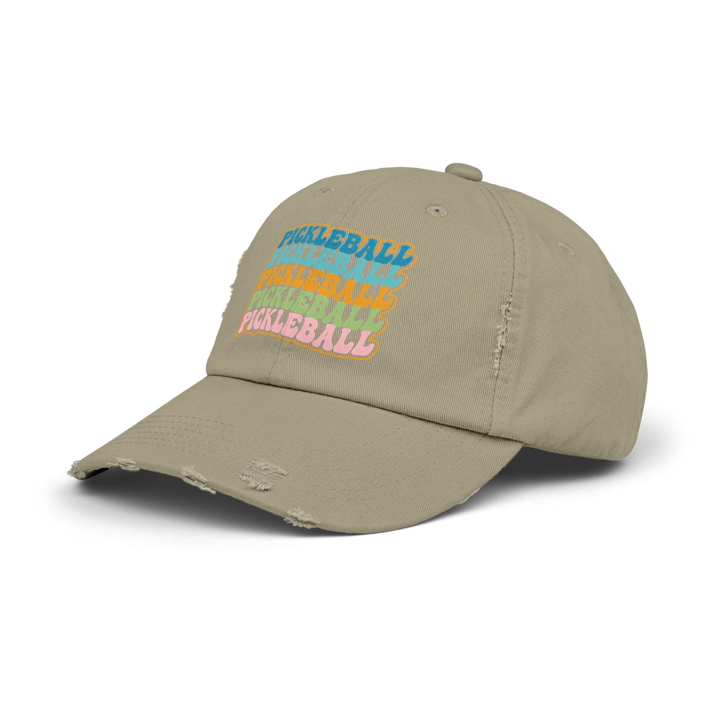 Retro "Pickleball" Distressed Cap — Vintage Rainbow Sport Hat