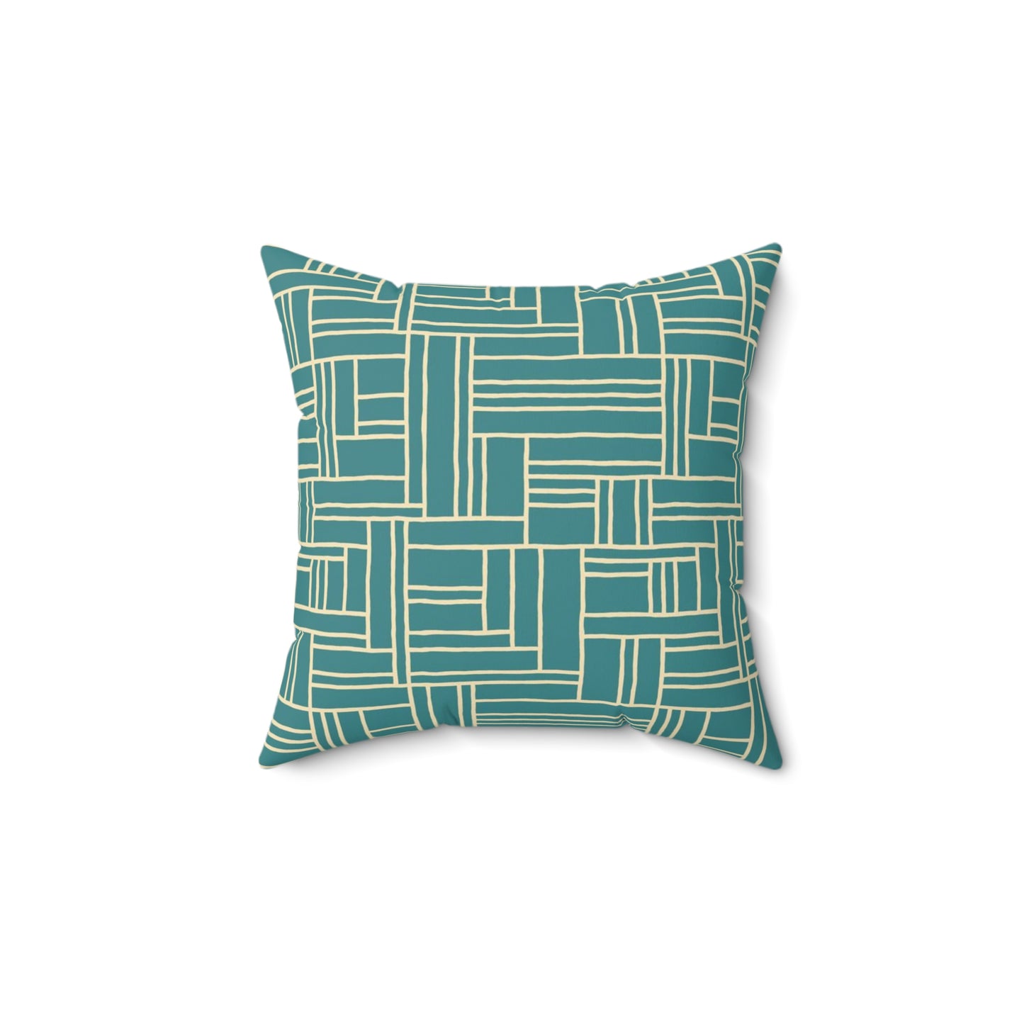 Teal Geometric Woven Pattern Pillow