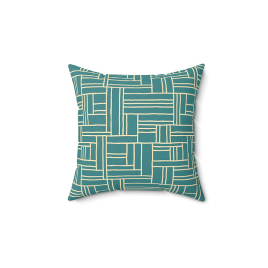 Teal Geometric Woven Pattern Pillow
