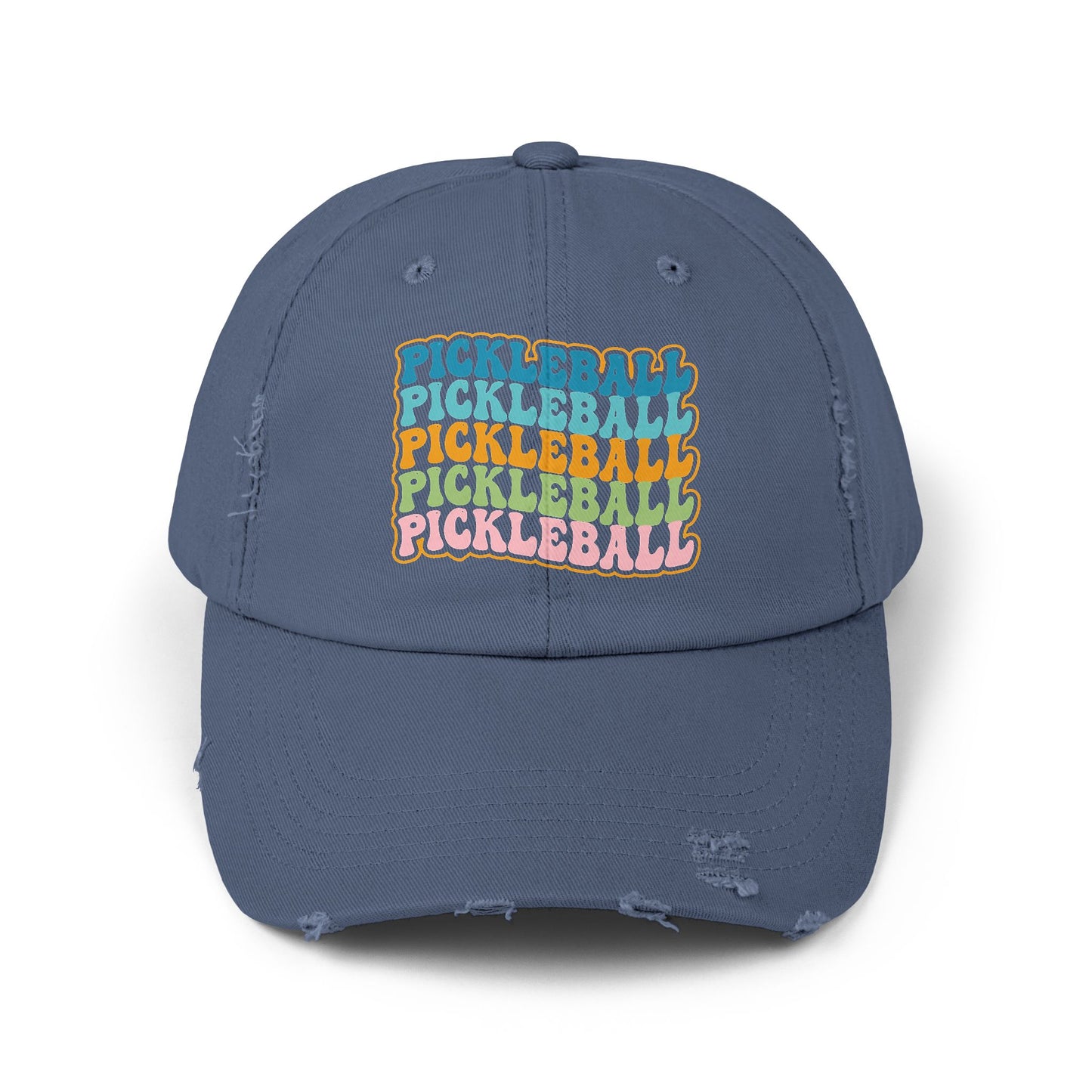 Retro "Pickleball" Distressed Cap — Vintage Rainbow Sport Hat