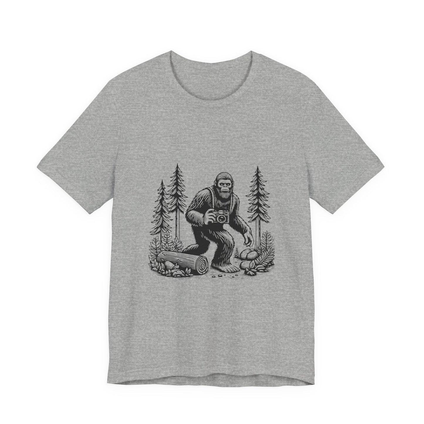 Bigfoot Forest Camera T-Shirt — Sasquatch Photography Graphic Tee