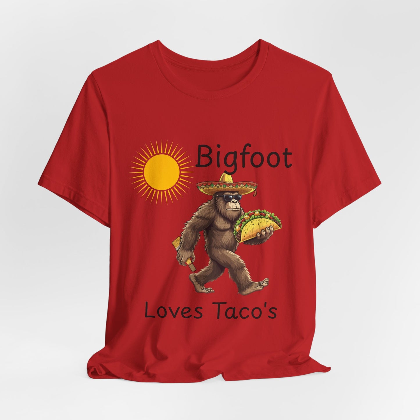 Bigfoot Loves Tacos T-Shirt — Funny Sasquatch Taco Tee