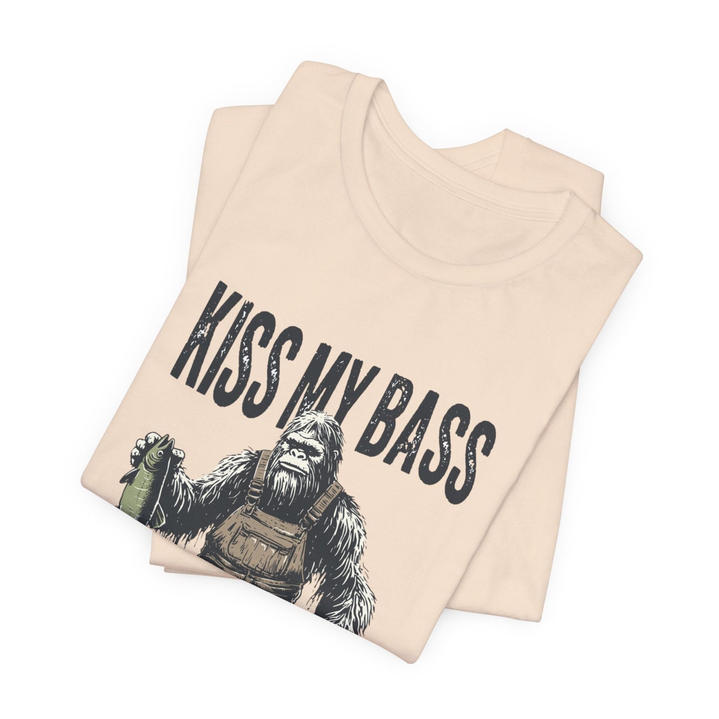 Kiss My Bass Fishing T-Shirt — Funny Bigfoot Angler Tee