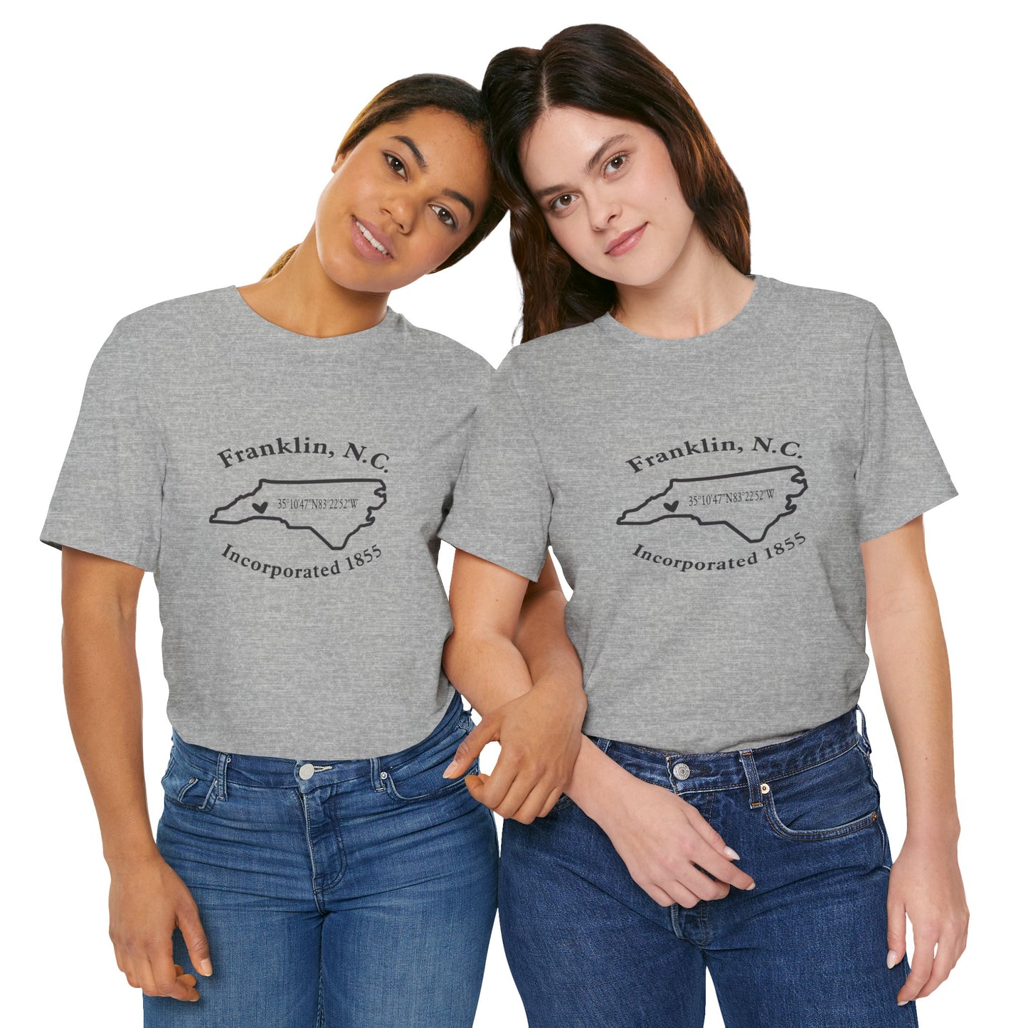 Franklin, NC Map T-Shirt — 'Incorporated 1855' North Carolina Souvenir Tee