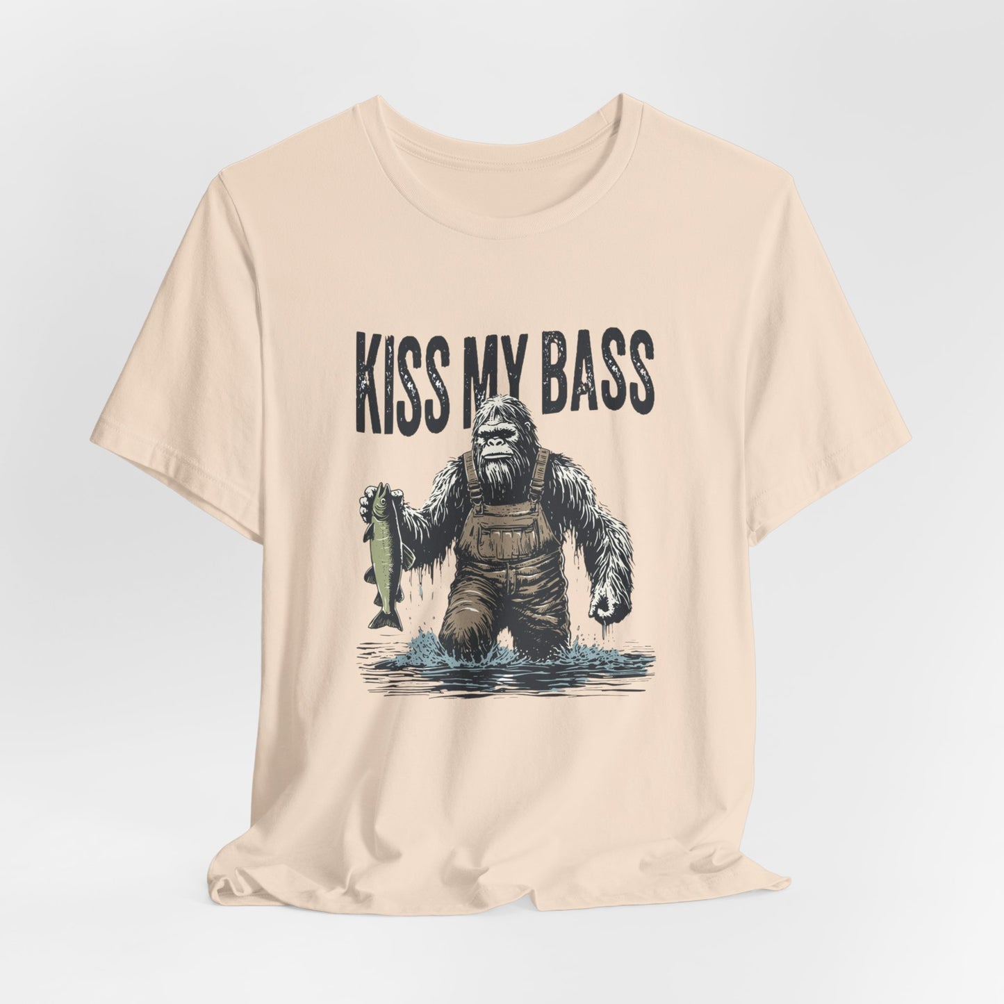 Kiss My Bass Fishing T-Shirt — Funny Bigfoot Angler Tee