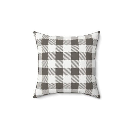 Buffalo Check Throw Pillow — Neutral Gray Plaid Decorative Cushion