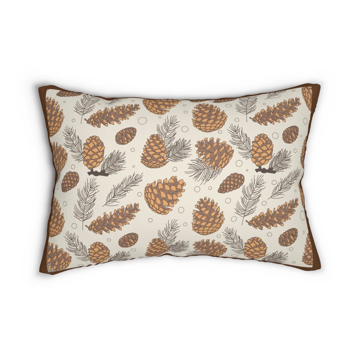 Pinecone Pattern Lumbar Pillow — Rustic Autumn Cabin Decorative Pillow