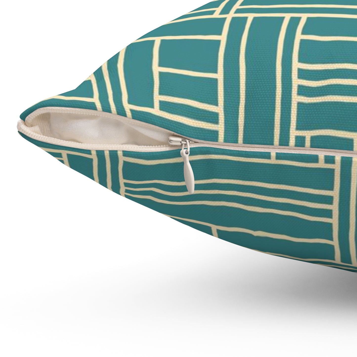 Teal Geometric Woven Pattern Pillow