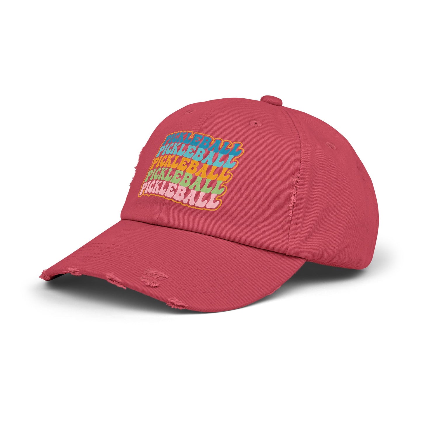 Retro "Pickleball" Distressed Cap — Vintage Rainbow Sport Hat