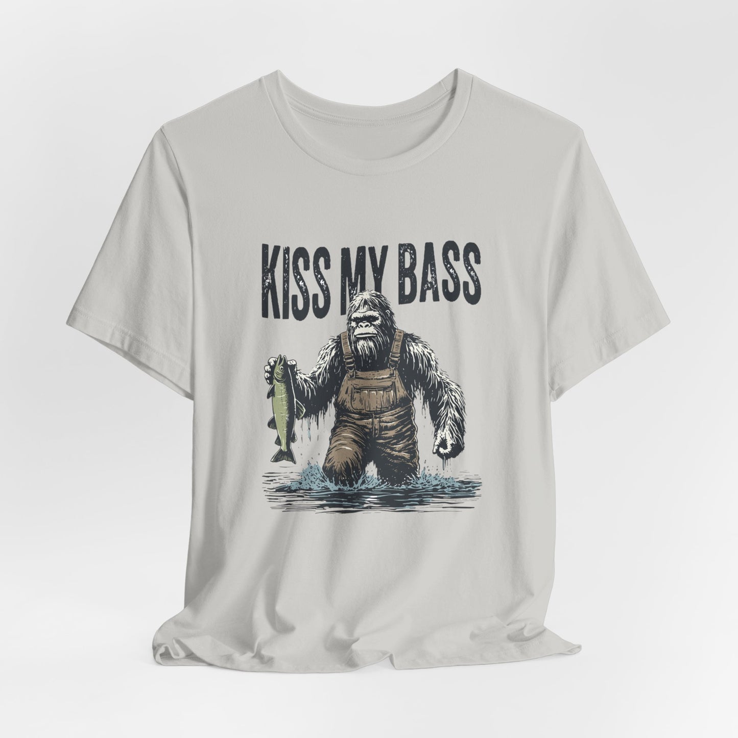 Kiss My Bass Fishing T-Shirt — Funny Bigfoot Angler Tee