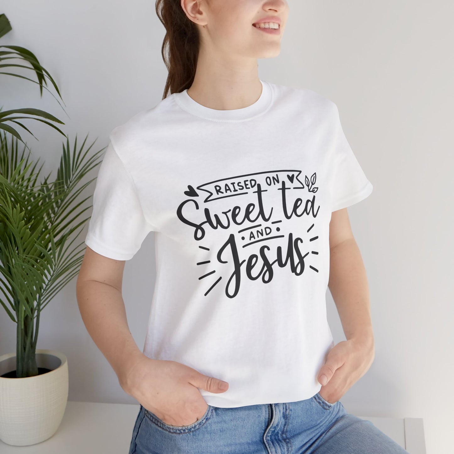 Raised on Sweet Tea & Jesus Unisex Short Sleeve Tee