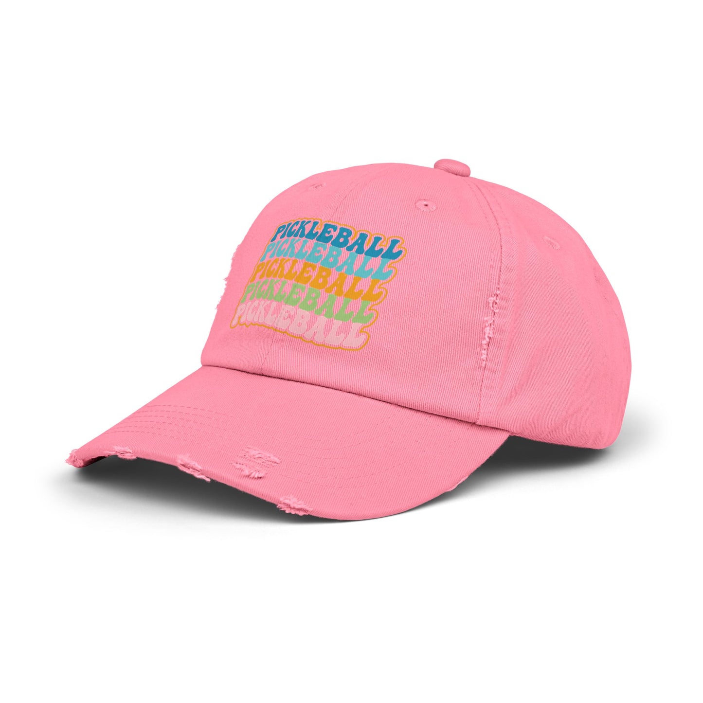 Retro "Pickleball" Distressed Cap — Vintage Rainbow Sport Hat