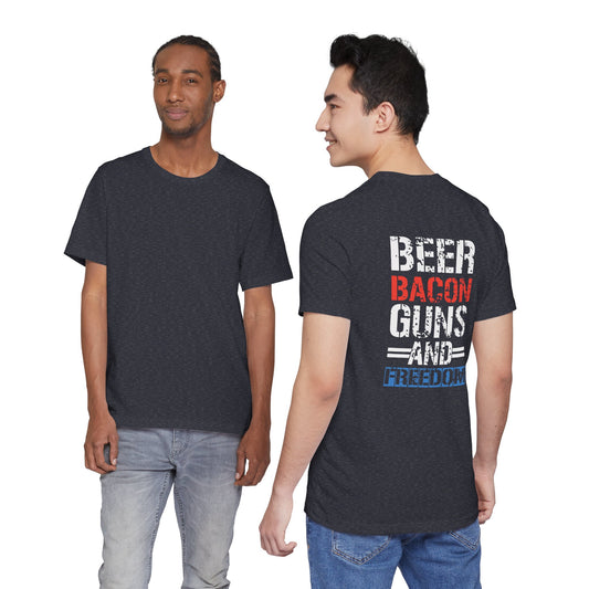 Beer, Bacon, Guns & Freedom Unisex Short Sleeve Tee