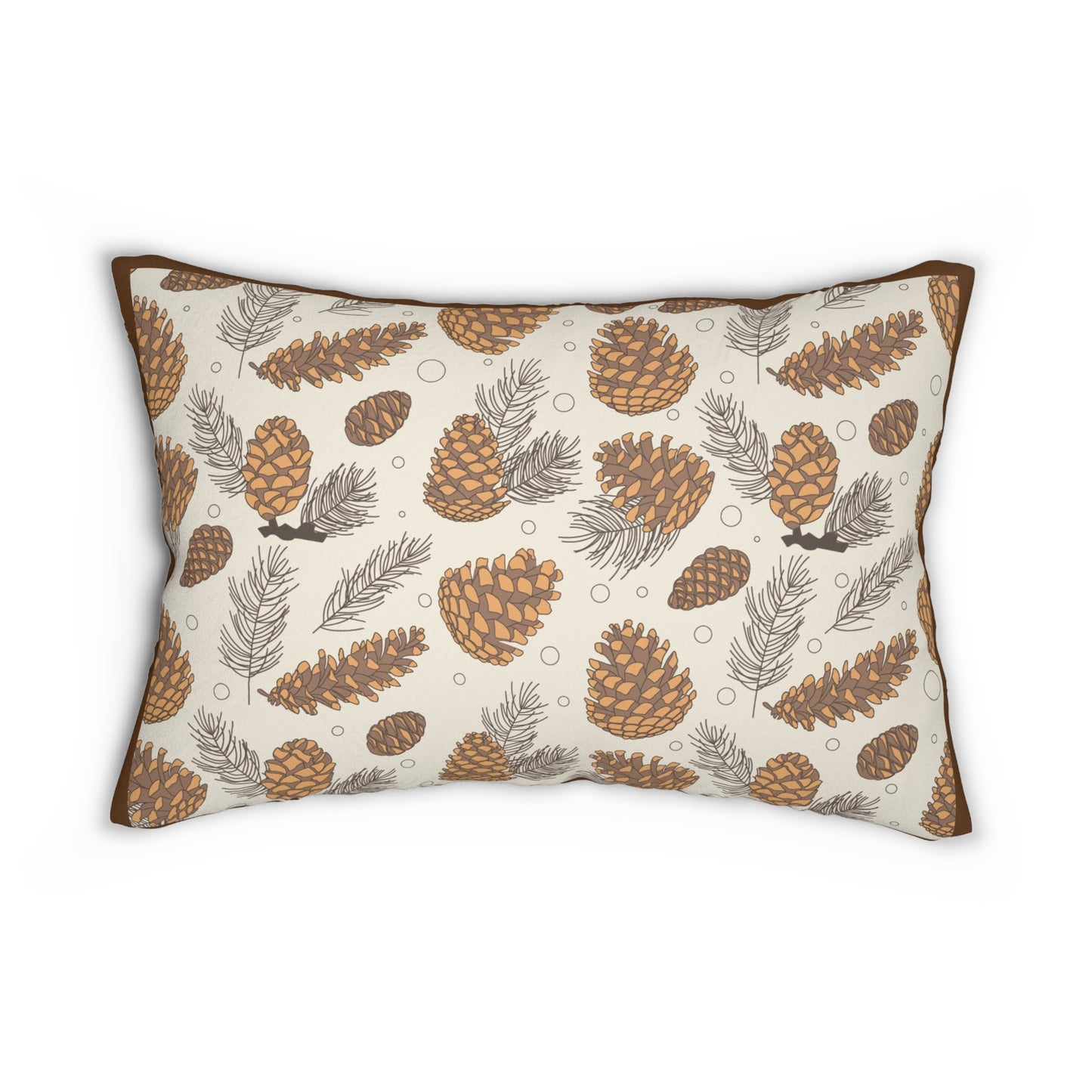 Pinecone Pattern Lumbar Pillow — Rustic Autumn Cabin Decorative Pillow