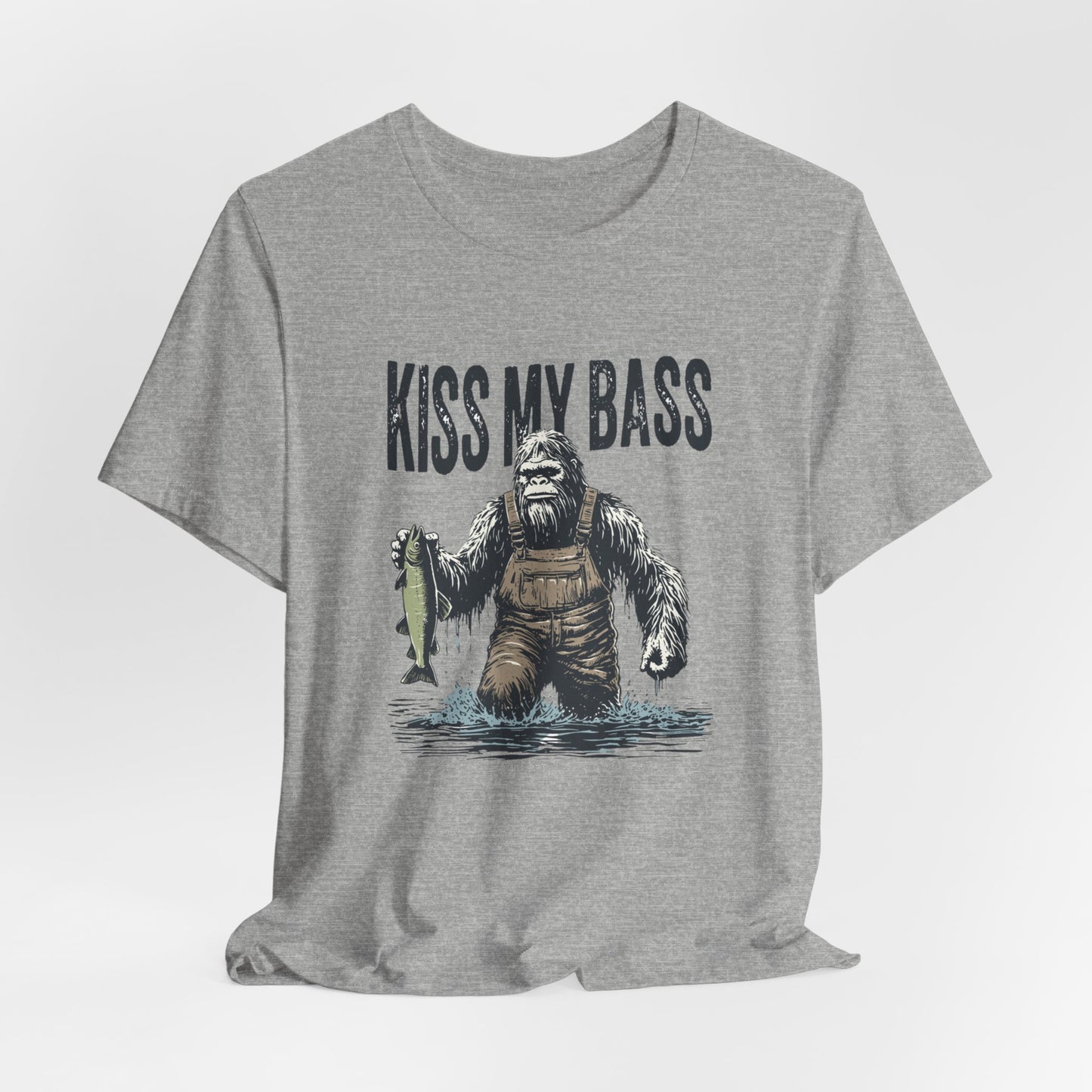 Kiss My Bass Fishing T-Shirt — Funny Bigfoot Angler Tee