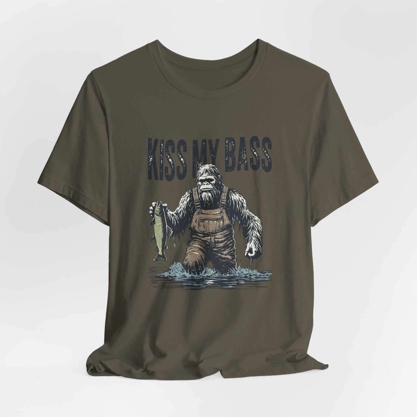 Kiss My Bass Fishing T-Shirt — Funny Bigfoot Angler Tee
