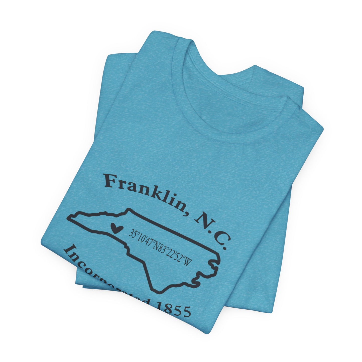 Franklin, NC Map T-Shirt — 'Incorporated 1855' North Carolina Souvenir Tee