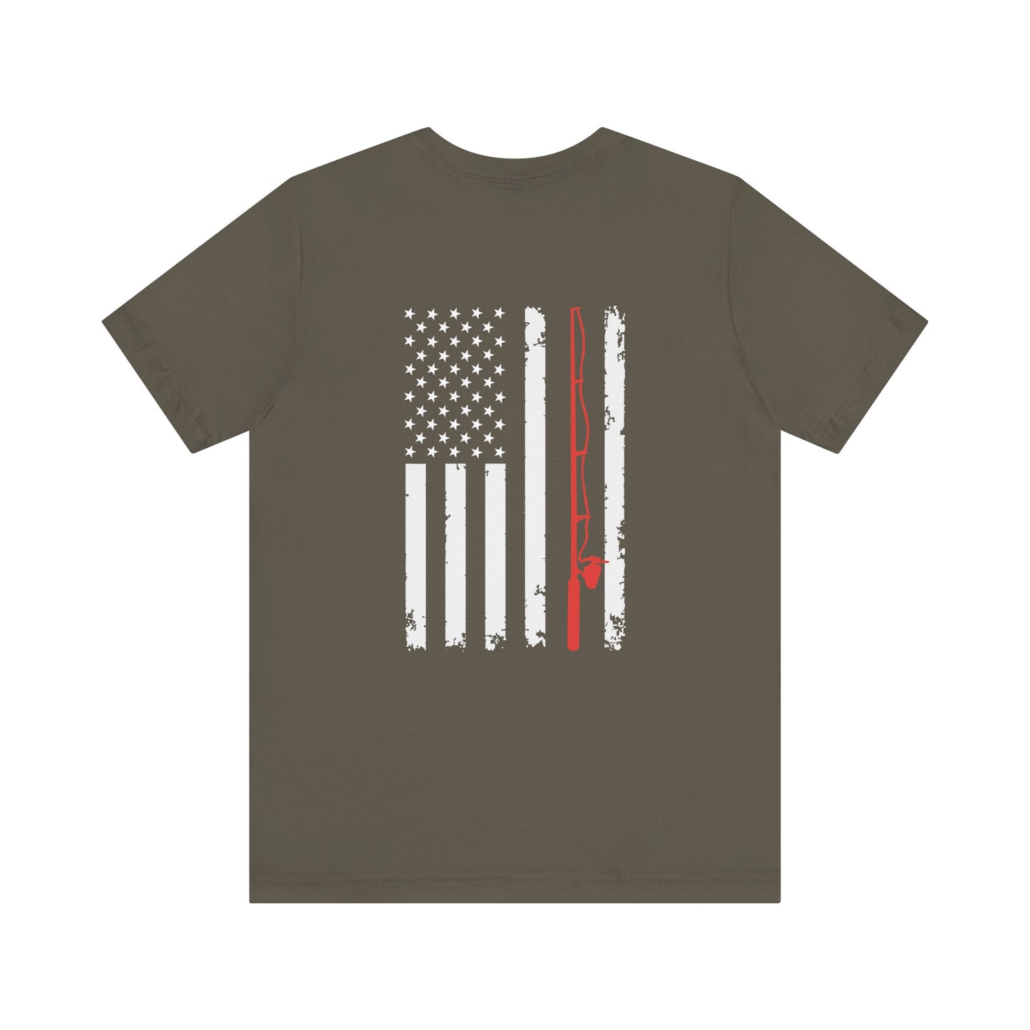 Flag with Fishing Rod Unisex Short Sleeve Tee