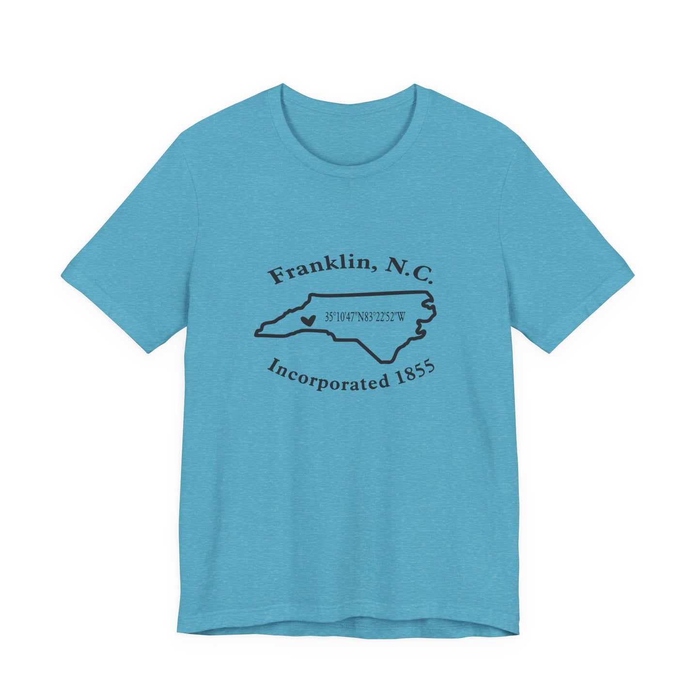 Franklin, NC Map T-Shirt — 'Incorporated 1855' North Carolina Souvenir Tee