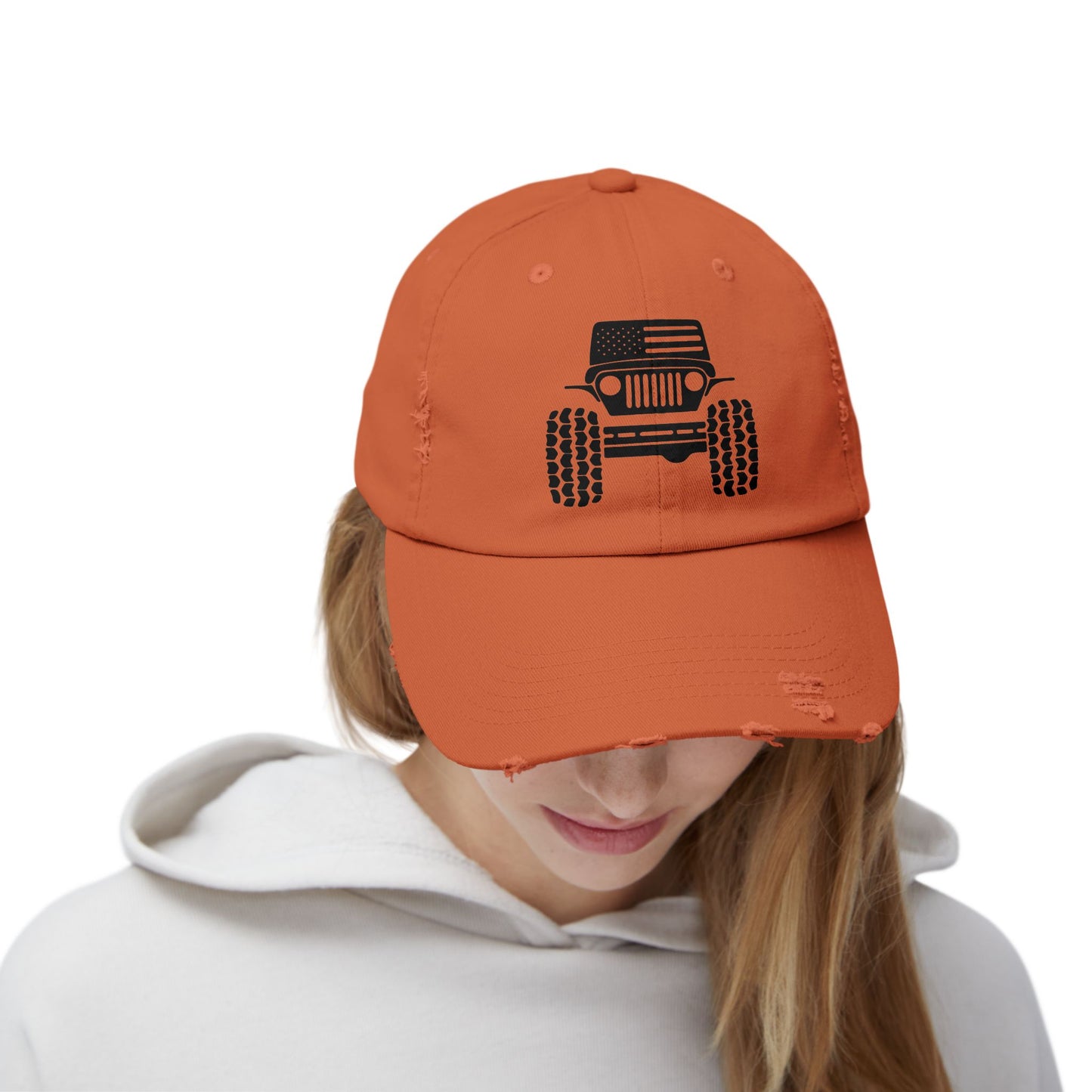 Jeep Front Off-Road Truck Cap — Distressed Canvas Hat for Truck & 4x4 Enthusiasts
