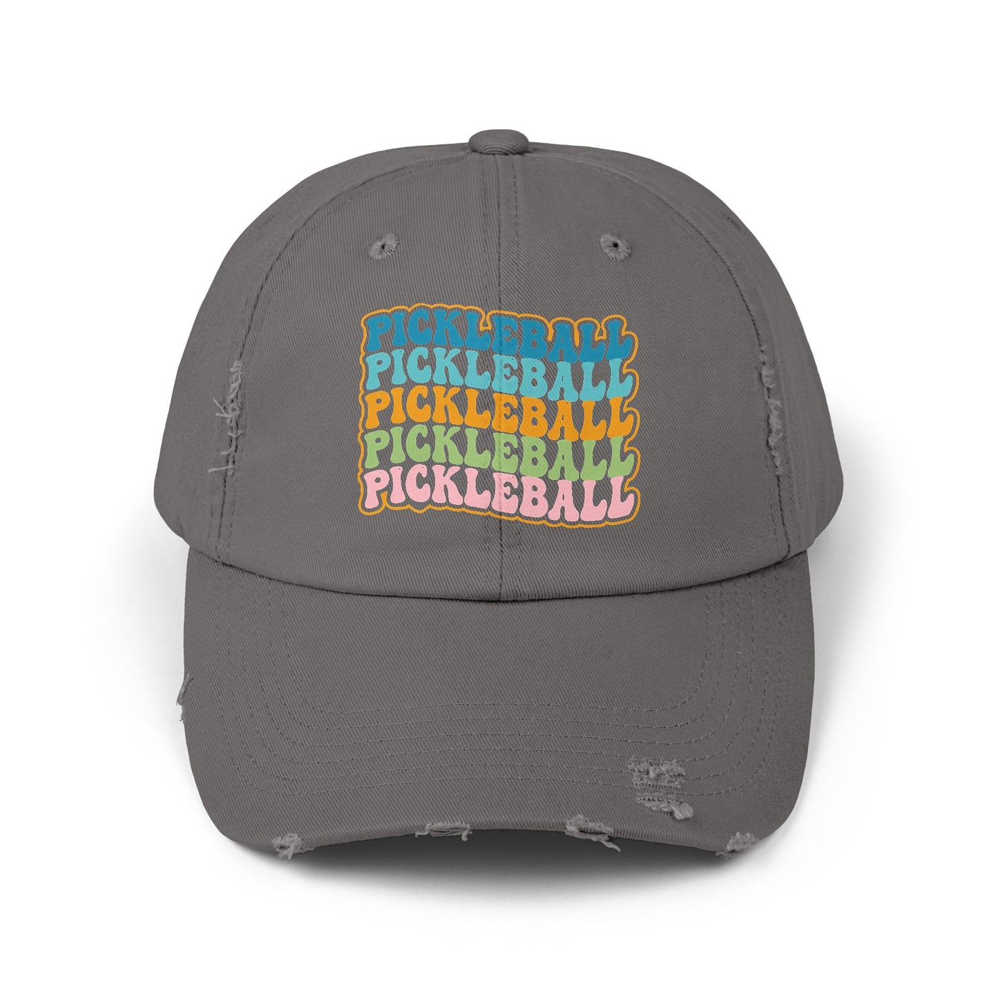 Retro "Pickleball" Distressed Cap — Vintage Rainbow Sport Hat
