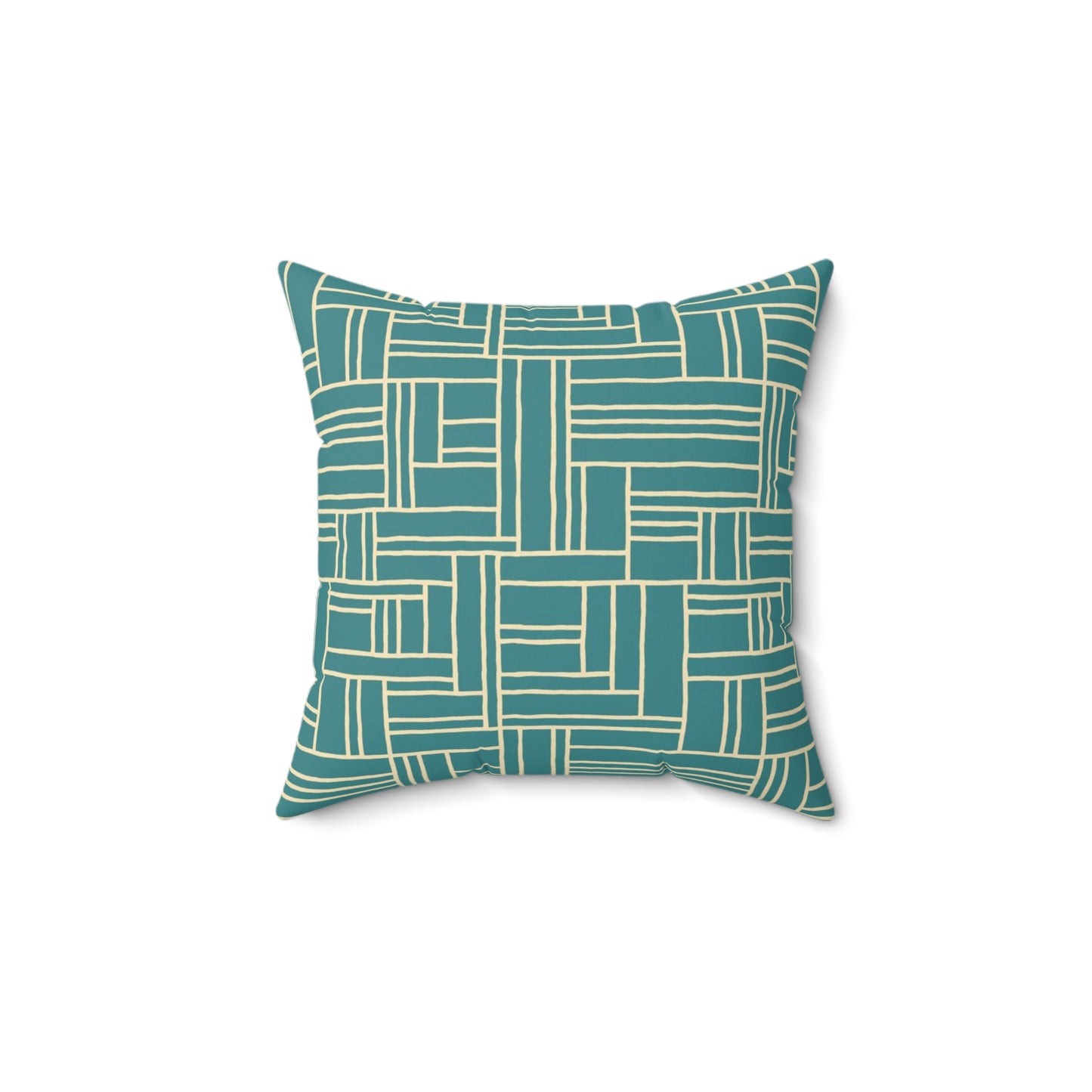Teal Geometric Woven Pattern Pillow