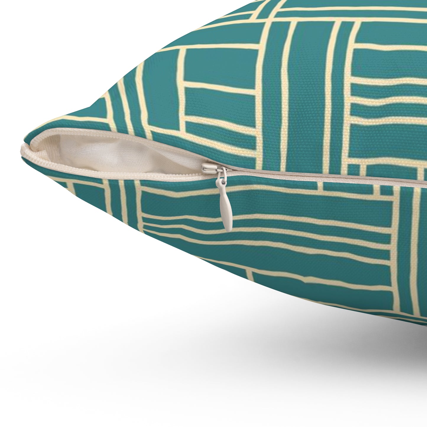 Teal Geometric Woven Pattern Pillow