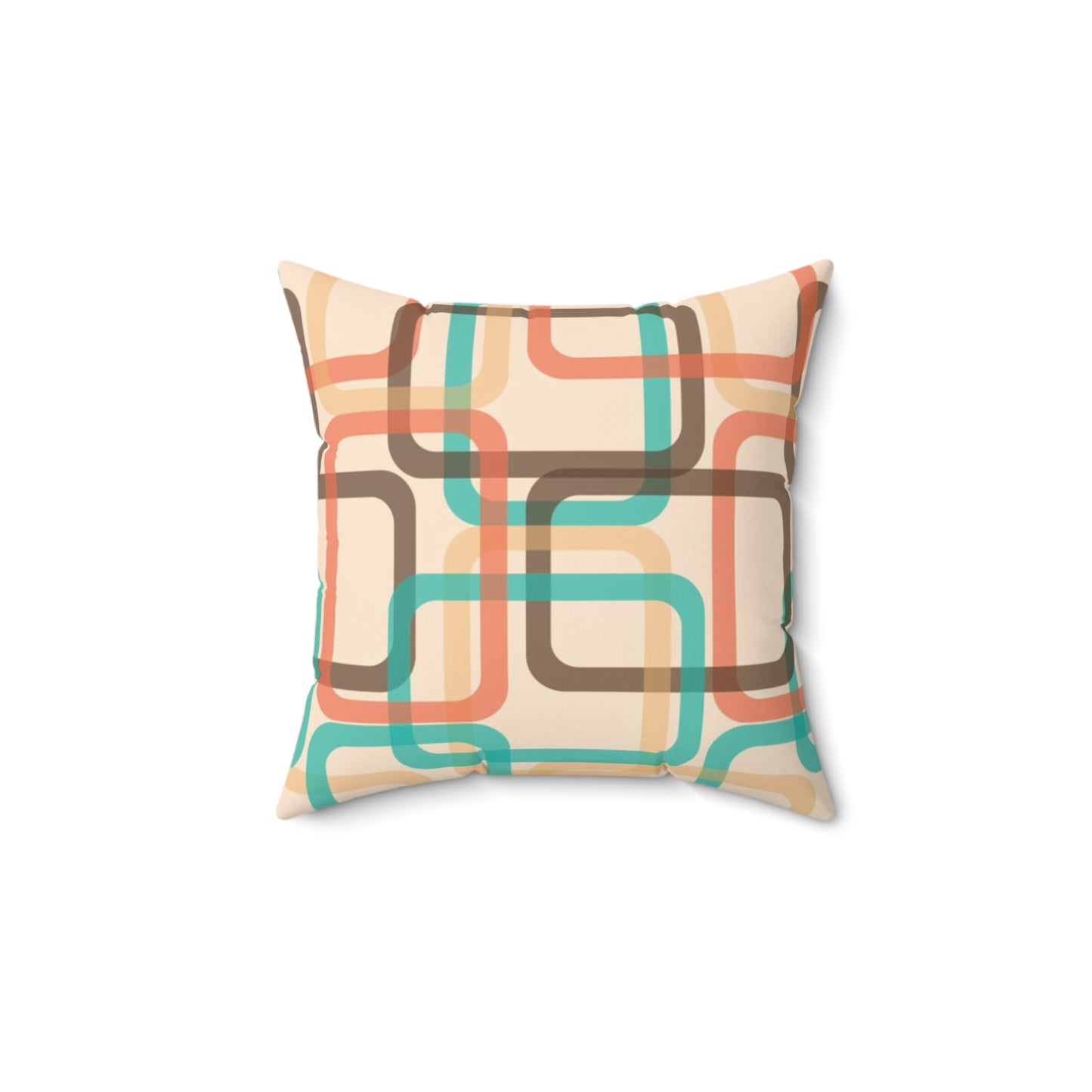 Mid-Century Geometric Throw Pillow — Retro Squares Pattern