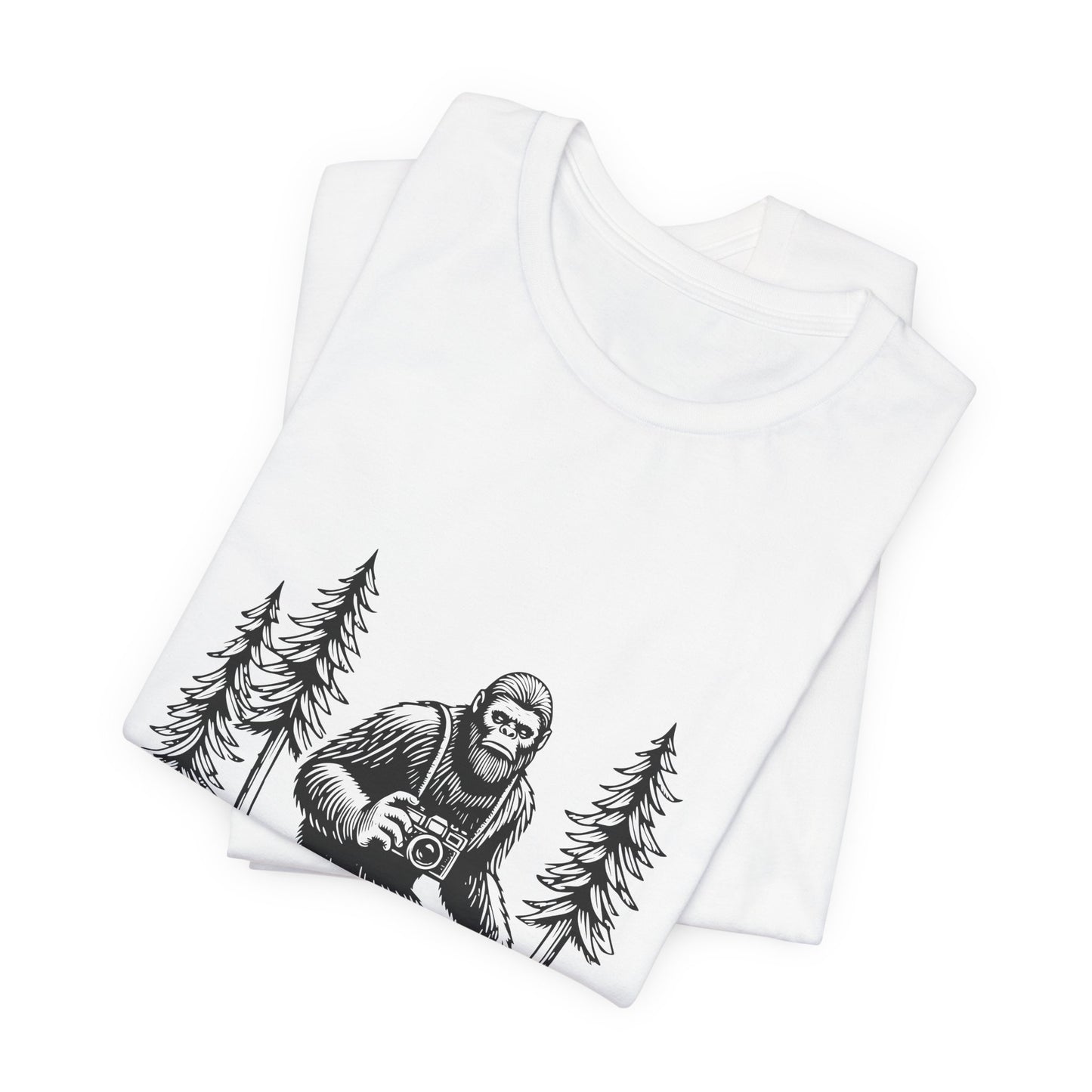 Bigfoot Forest Camera T-Shirt — Sasquatch Photography Graphic Tee