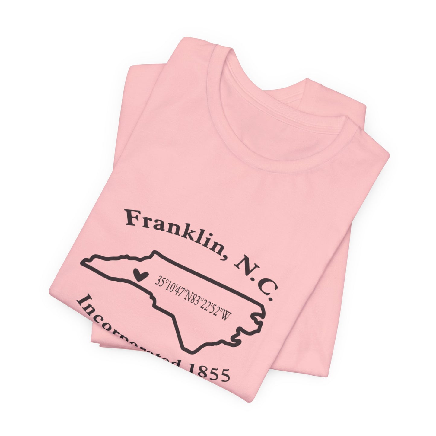 Franklin, NC Map T-Shirt — 'Incorporated 1855' North Carolina Souvenir Tee