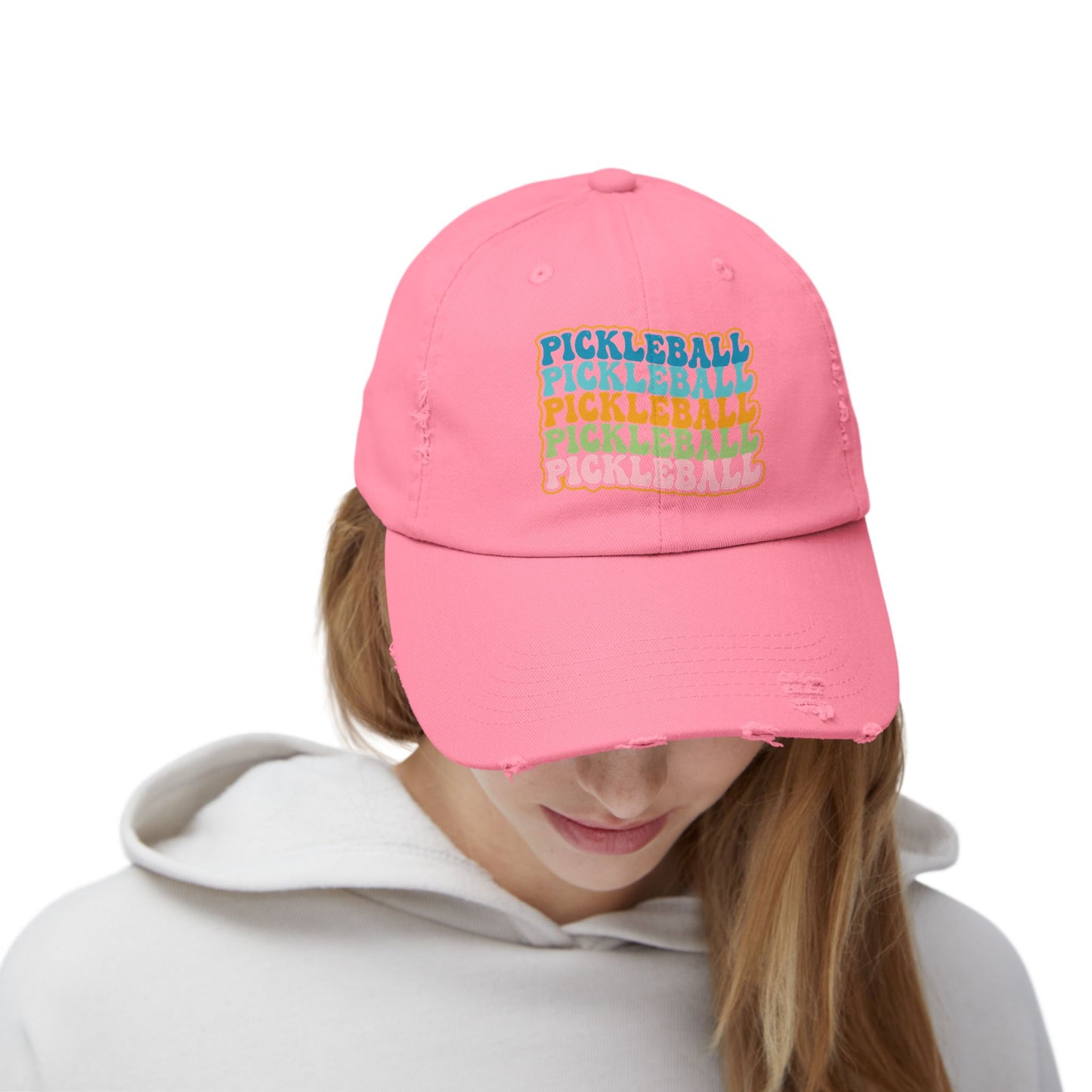 Retro "Pickleball" Distressed Cap — Vintage Rainbow Sport Hat