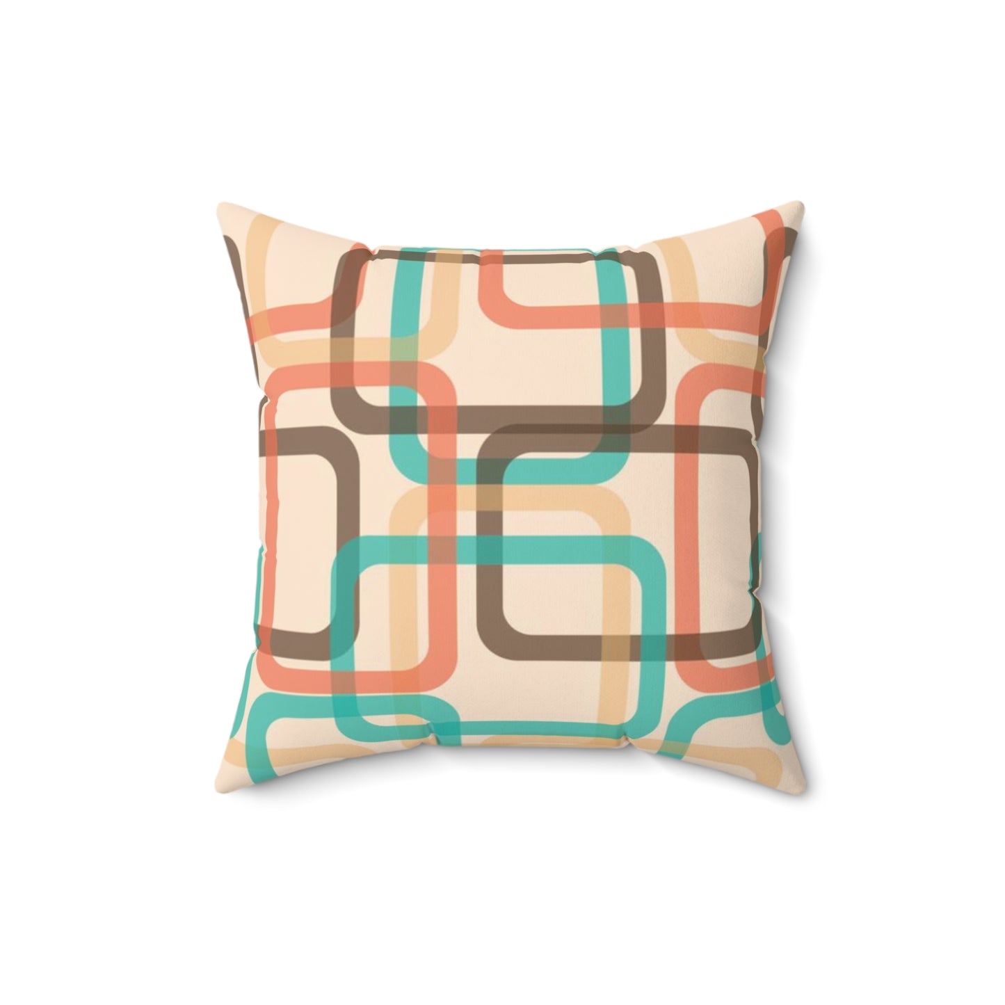 Mid-Century Geometric Throw Pillow — Retro Squares Pattern