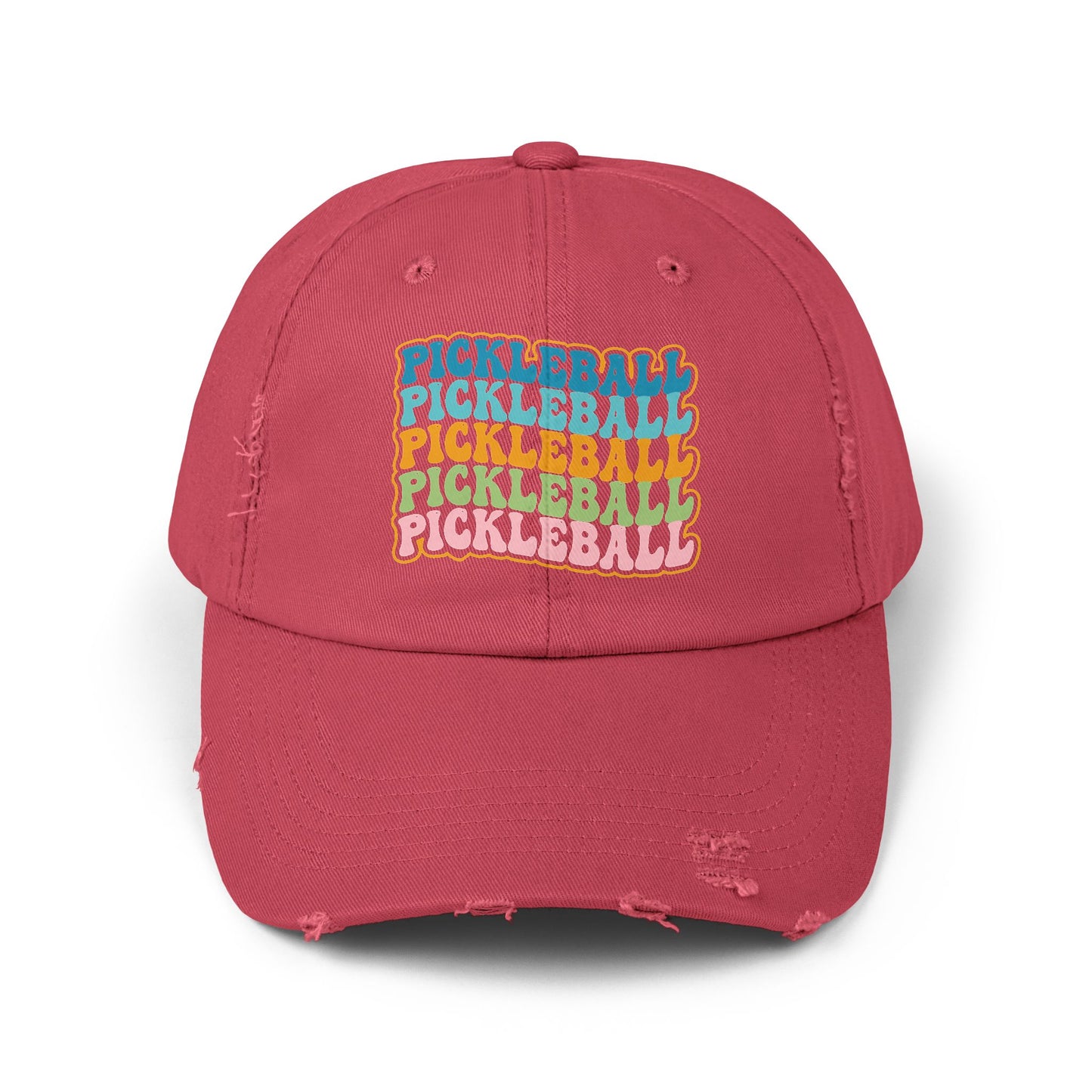Retro "Pickleball" Distressed Cap — Vintage Rainbow Sport Hat
