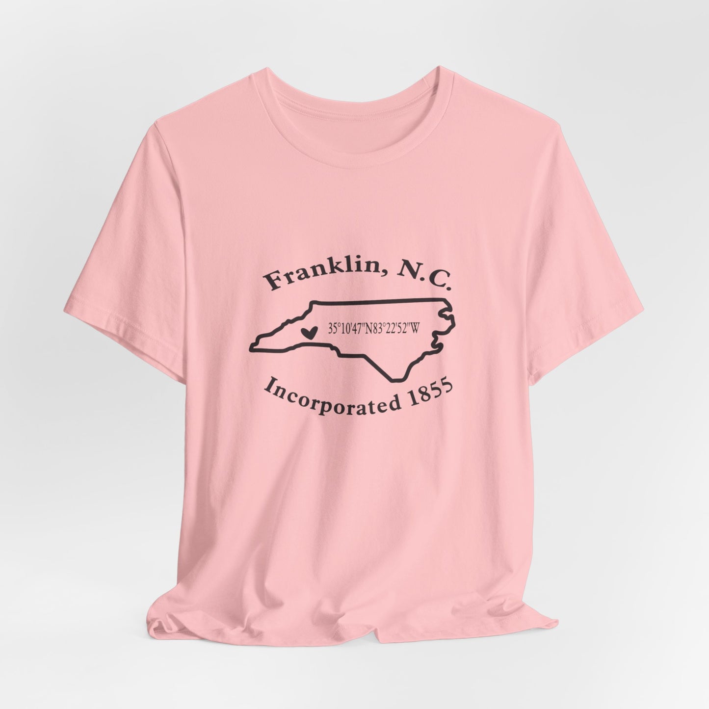 Franklin, NC Map T-Shirt — 'Incorporated 1855' North Carolina Souvenir Tee