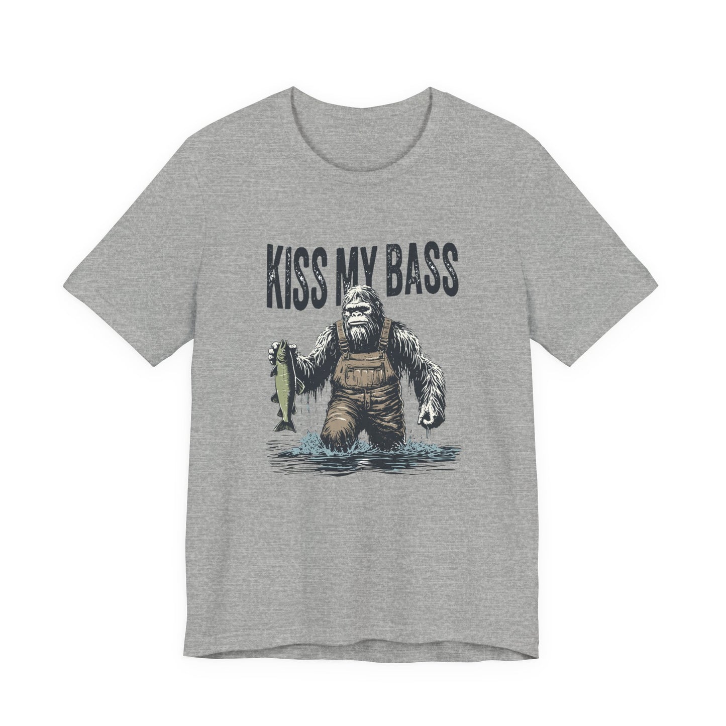 Kiss My Bass Fishing T-Shirt — Funny Bigfoot Angler Tee