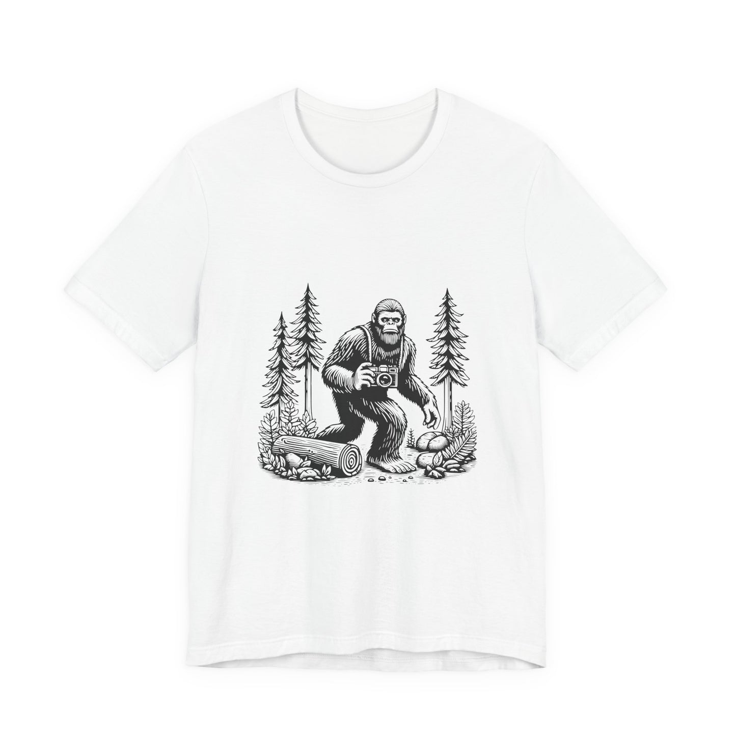 Bigfoot Forest Camera T-Shirt — Sasquatch Photography Graphic Tee