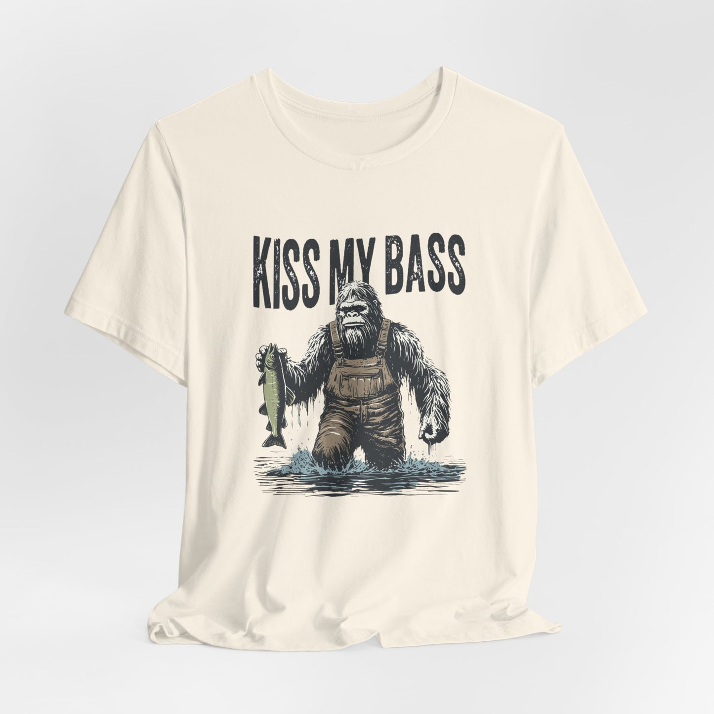 Kiss My Bass Fishing T-Shirt — Funny Bigfoot Angler Tee