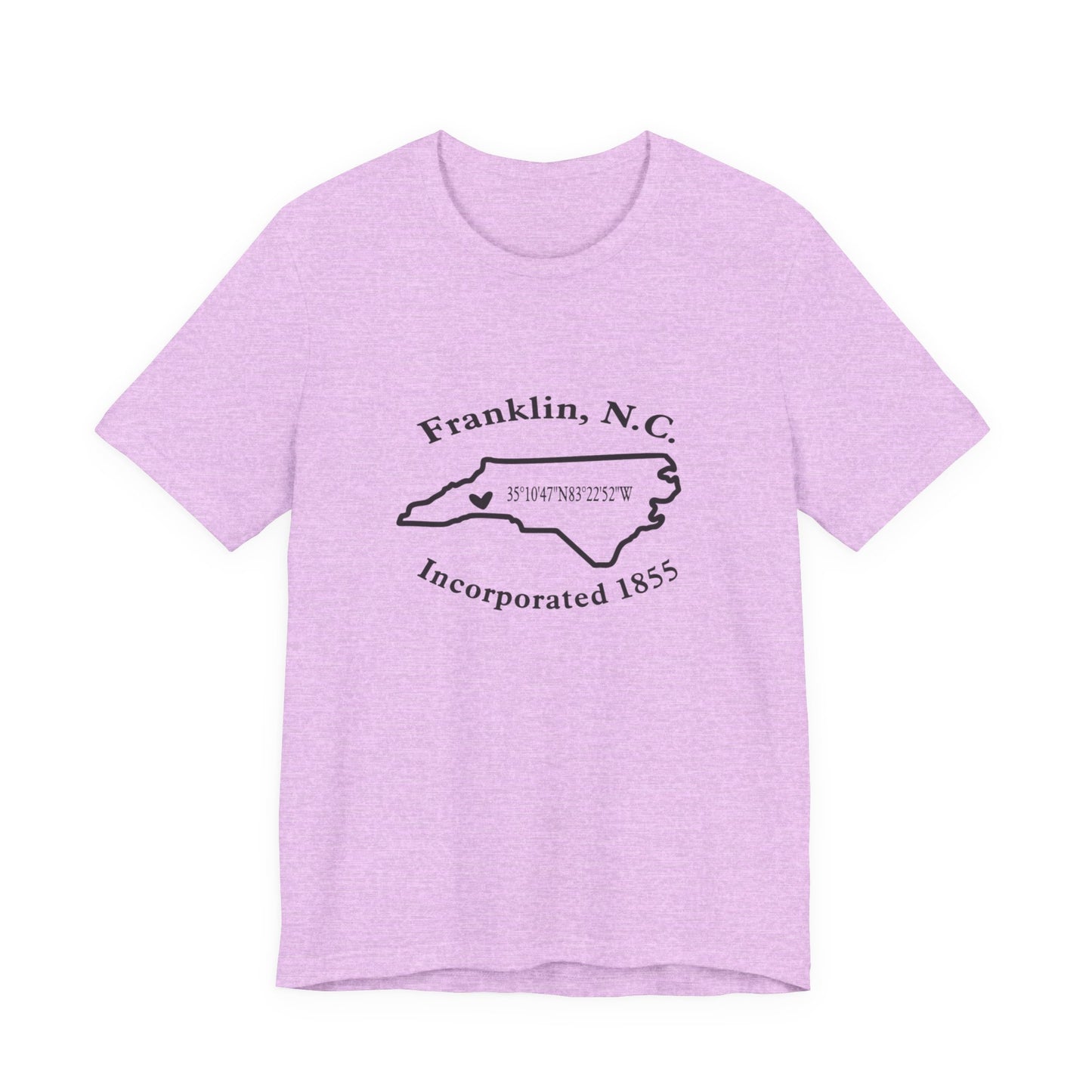 Franklin, NC Map T-Shirt — 'Incorporated 1855' North Carolina Souvenir Tee