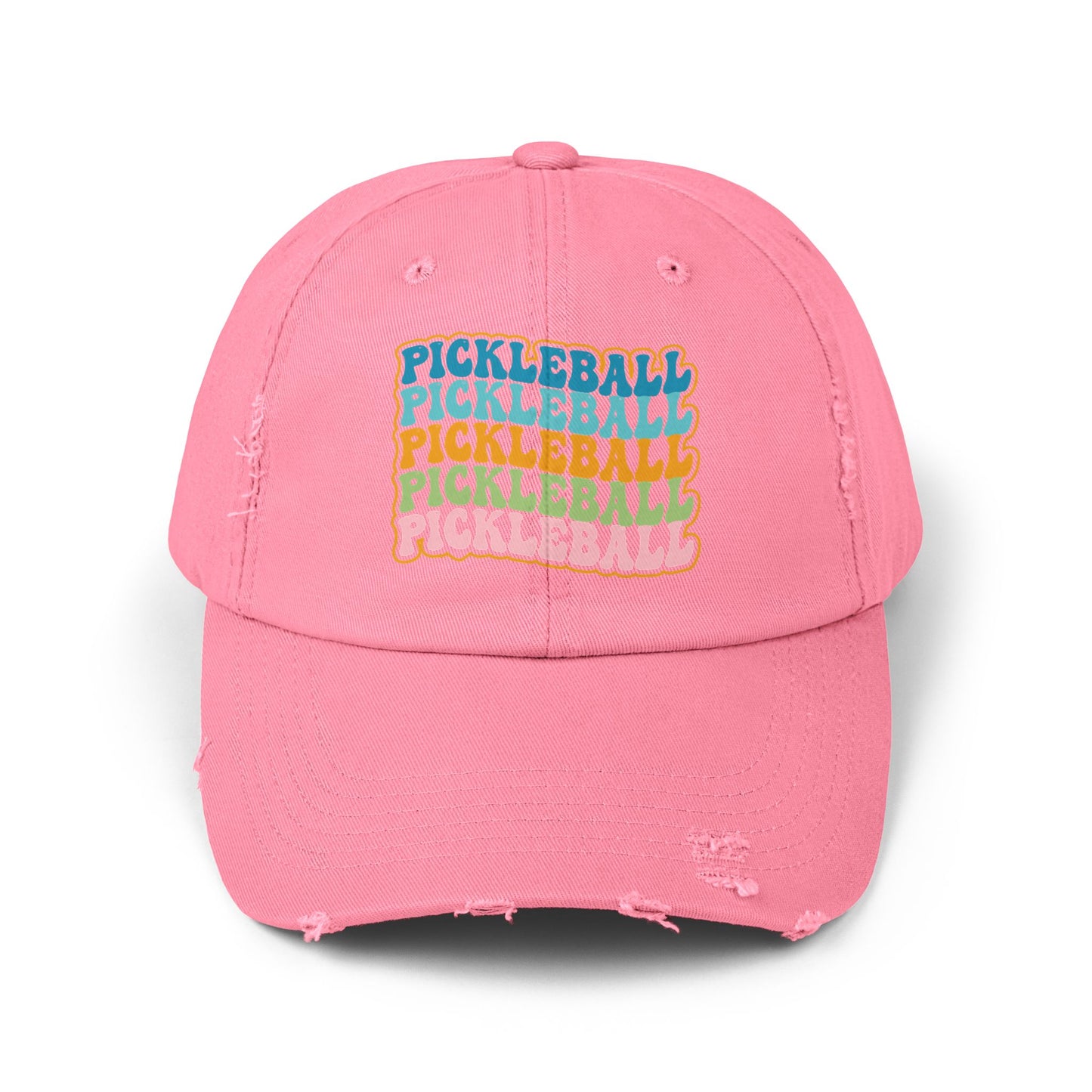 Retro "Pickleball" Distressed Cap — Vintage Rainbow Sport Hat