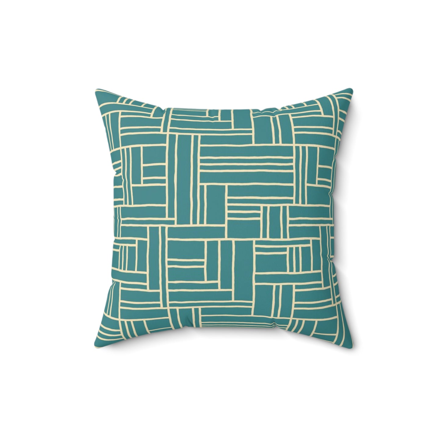 Teal Geometric Woven Pattern Pillow