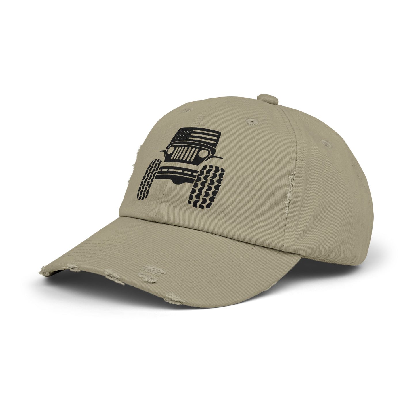 Jeep Front Off-Road Truck Cap — Distressed Canvas Hat for Truck & 4x4 Enthusiasts